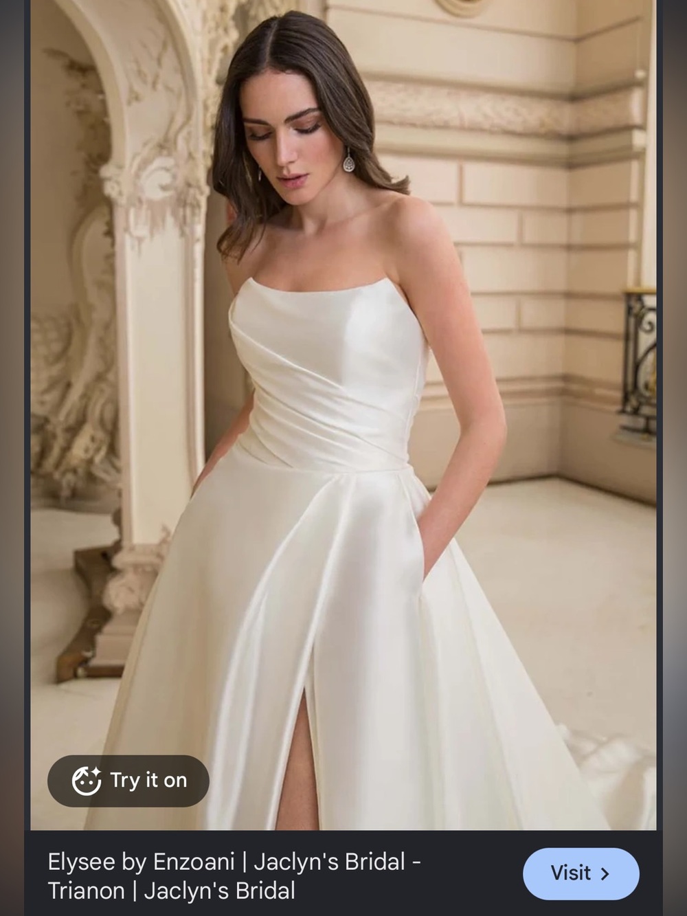 Trianon - Elysee by Enzoani (strapless wedding dress w/spilt)